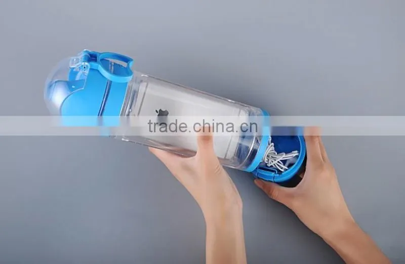 2 in 1 plastic water bottle with mobile holder 2 in 1 gym bottle