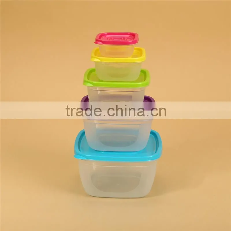 Square rainbow stackable plastic microwave food container