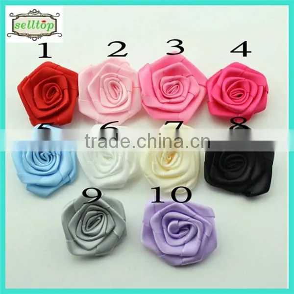 4.5-5cm satin rose ribbon flowers for wedding dress