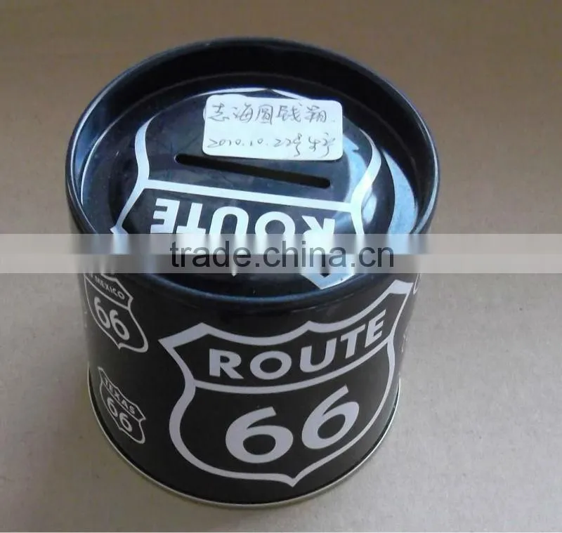 Round custom tin coin bank,money saving tins