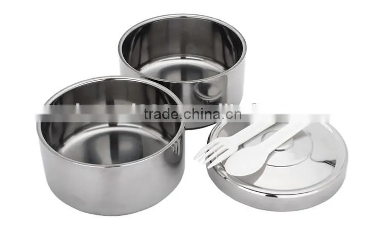 stainless steel colored tiffin lunch box/ 2 compartment insulated box/ bento box