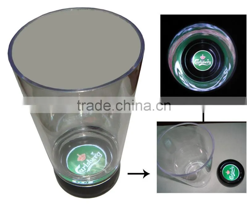 Factory sell lighting promotional champagne cups,led logo flashing glass