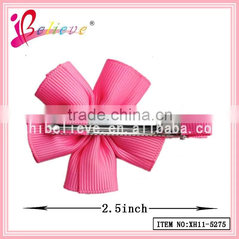 2015 Chinese fashion jewelry ribbon flower hair clip,make fabric flower hair clips