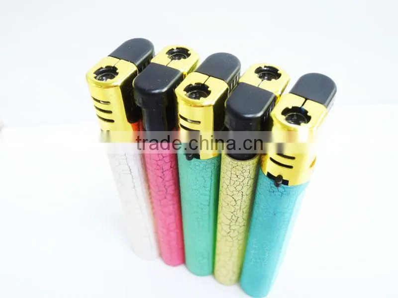 Leather surface plastic gas refillable windproof smoking cigarette lighter