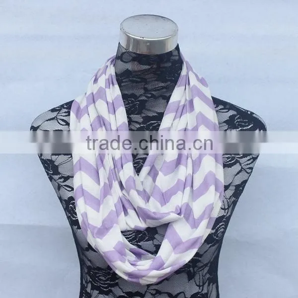 Wholesale Double Layer Jersey Knitted Chevron Infinity Scarf