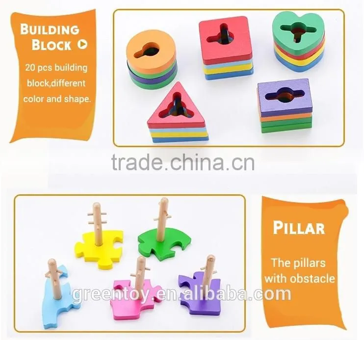Math Shape Geometric Educational Wooden Block Set