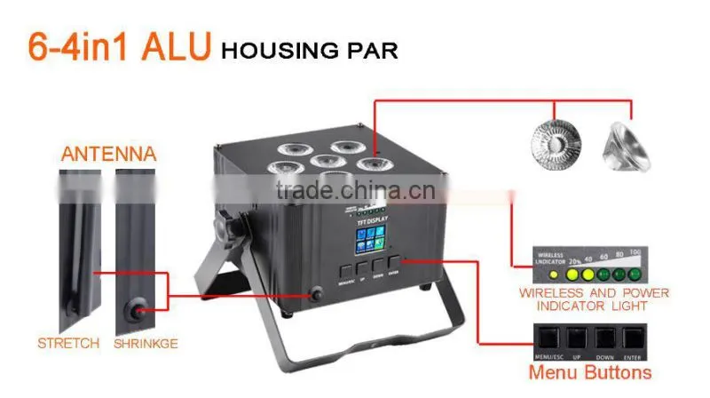 Hot sale Battery Powered 4in1 RGBW Aluminum housing LED PAR stage light