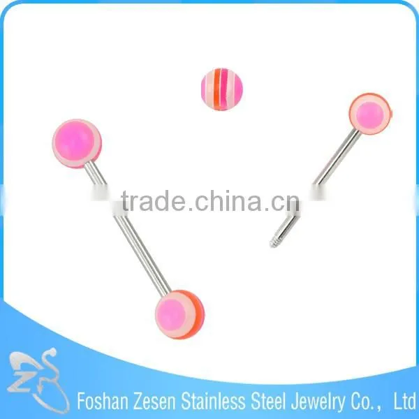 2016 Body Jewelry Wholesale Colorful Tongue Piercing Pearl Tongue Ring
