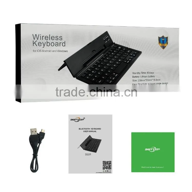 Vensmile Computer keyboard Foldable Portable Bluetooth Keyboard With Kickstand for Android Win10 Black Computer keyboard