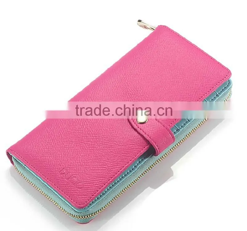 2015 new design promotion pretty leather zipper women wallets with card slots