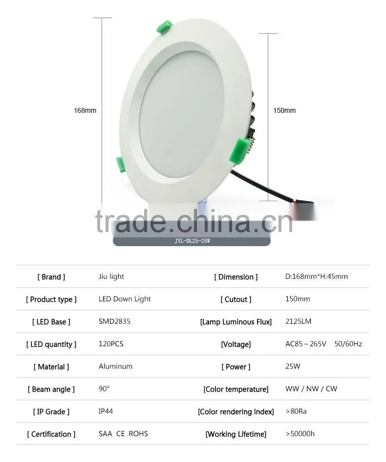 High Power LED Downlight SMD 4000K 25W 150mm Dimmable LED Recessed Light Downlights