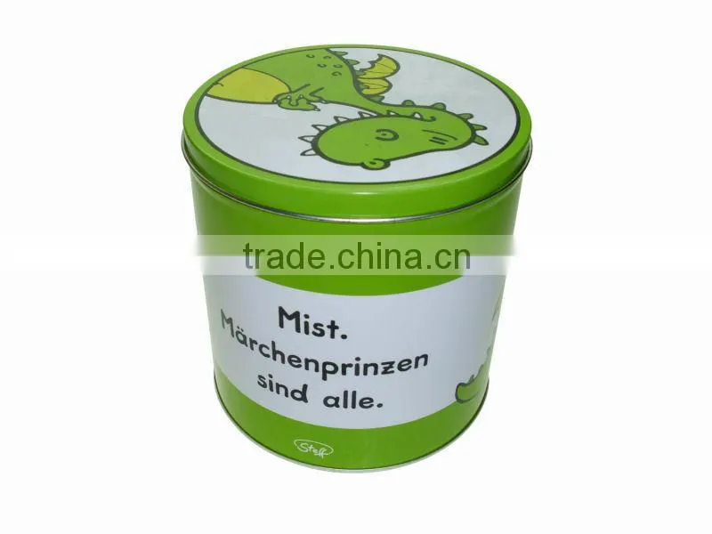 gift tin box; green round tea tin box