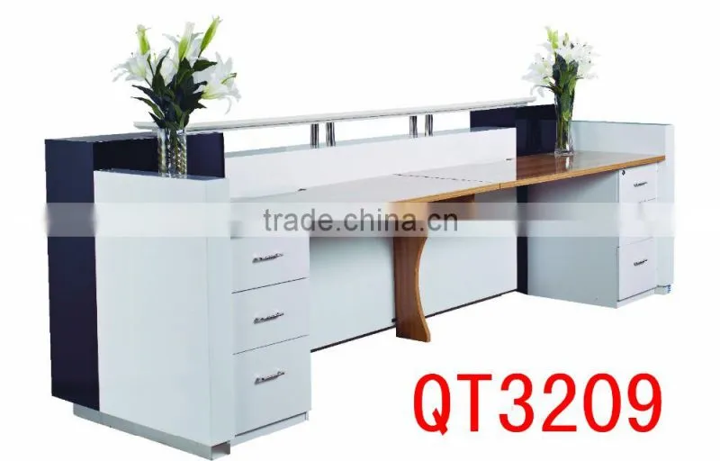 high quality tufted reception desk for 2 people mdf wood factory sell directly QT3310
