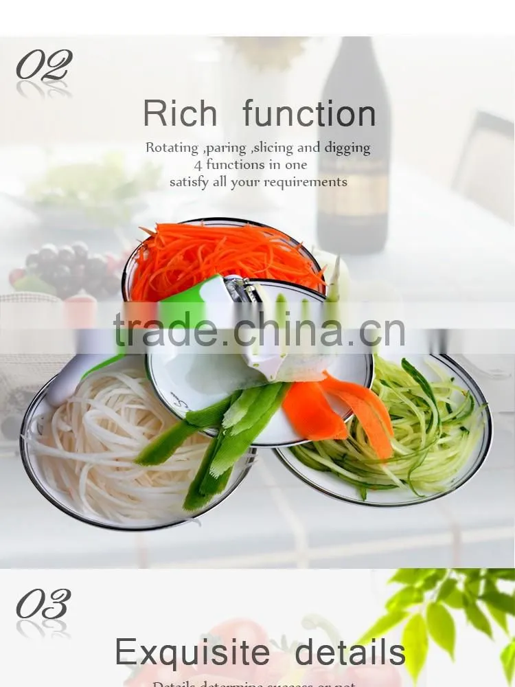 2016 as seen on TV kitchen gadgets 3 in 1 blades rotary manual multifunctional potato vegetable slicer peeler