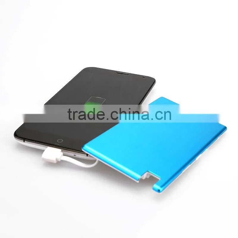 2015 hot promotion custom logo 1500mah portable ultra thin credit card power bank