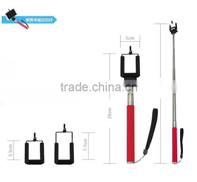 Best selling selfie stick extendable Bluetooth monopod plus Selfie Monopod with shutter remote button no charging
