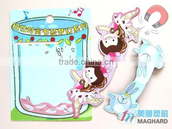 Girl&flower folding promotional magnetic bookmark