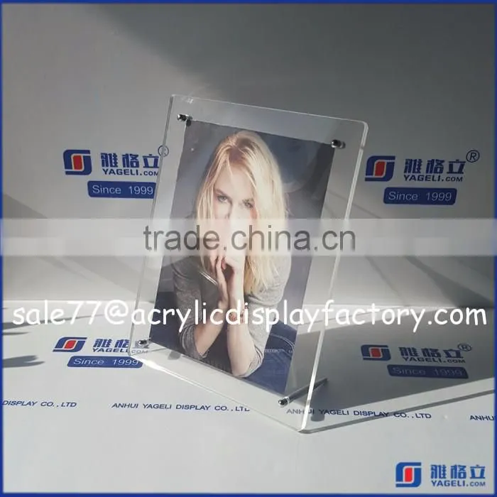 Yageli Factory High Clear Two Side Large Acrylic Cube Photo Frame 2016