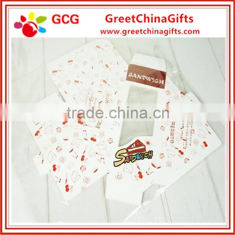 White Cardboard Tke Away Sandwich Packing Boxes with Clear PVC