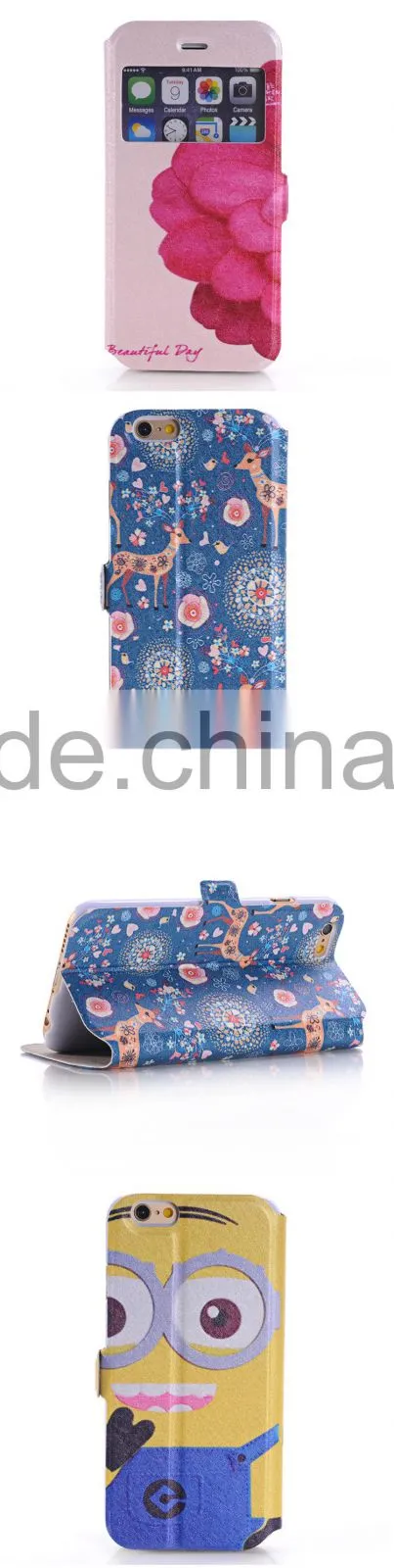 Stand Style Magnet Flip PU Leather Cartoon Paiting Pattern Soft Case For iPhone 6 6S 4.7Inch Wallet Cover for iphone6 phone bags
