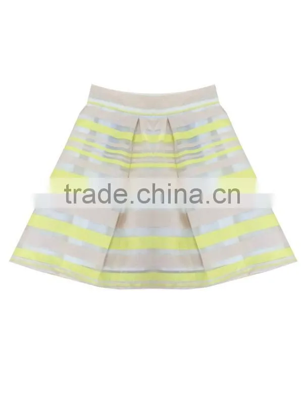 2015 New fashion small quantity wholesales striped yarns lady short skirt