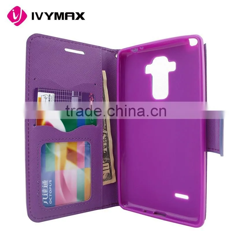 China Guangzhou Wholesale PU Leather Flip Folio Book Style Card Slots Kickstand Wallet Phone Case for LG G Stylo/ LS770/H634