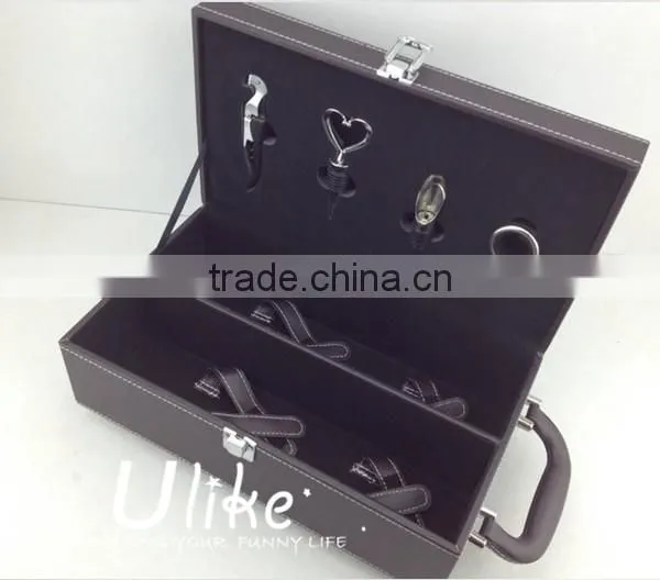beautiful Leather beverage packing box luxury gift box packaging Leather wine package packaging bag
