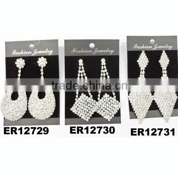 glitter design rhinestone wedding earrings