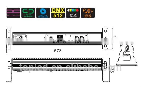 half meter dmx led bar 120*10mm led wall washer battery powered lighting bar IP20