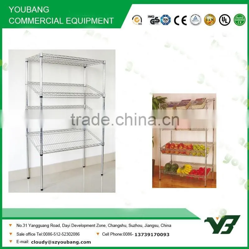 2015 hot sell NSF 48x14 inch light duty 5 layer chrome slant wine display rack (YB-WS043)
