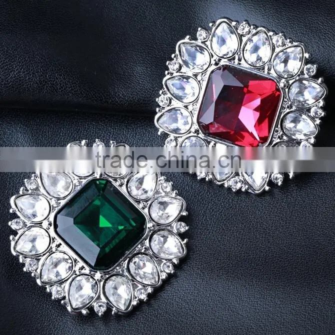 Square brass crystal china wholesale brooch