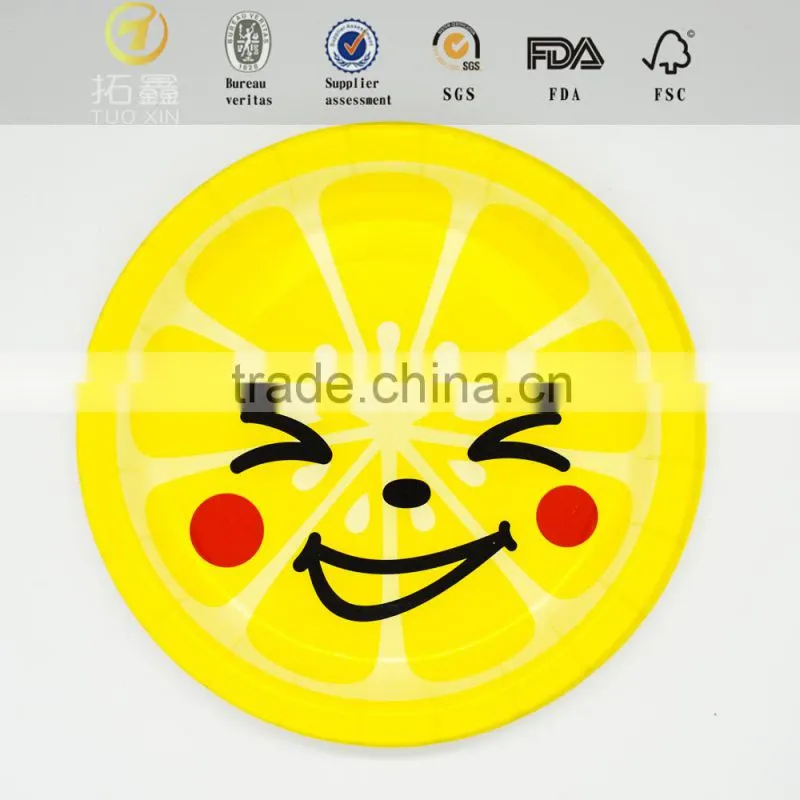 Dishes paper pe coated cartoon divided plate with high quality