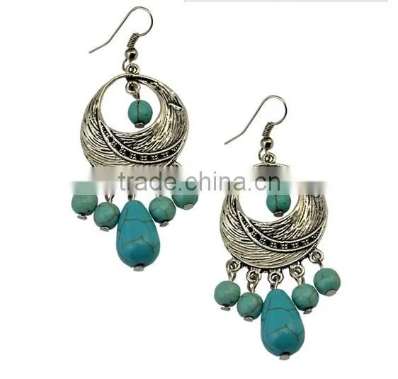 New design Bohemia Jewelry Drop Pendant Vintage Turquoise Earrings For Women