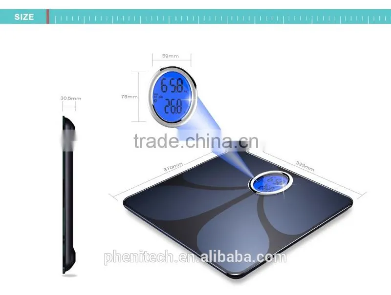 Body fat scale bluetooth electronic bathroom weighting scale with CE
