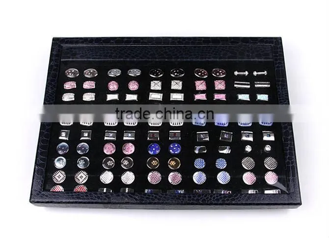 Wholesale Leather Display Cufflink box for 50-pair