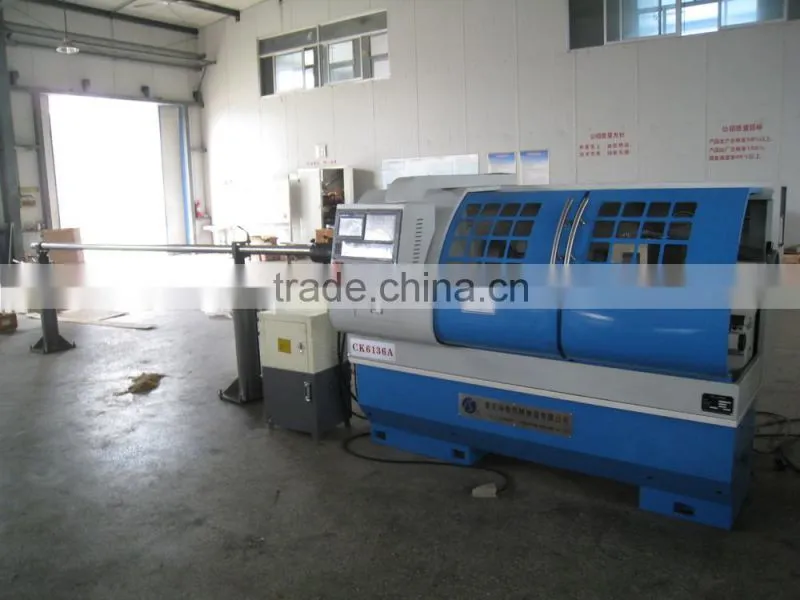 cnc lathe machine price CK6136A with hydraulic chuck auto bar feeder
