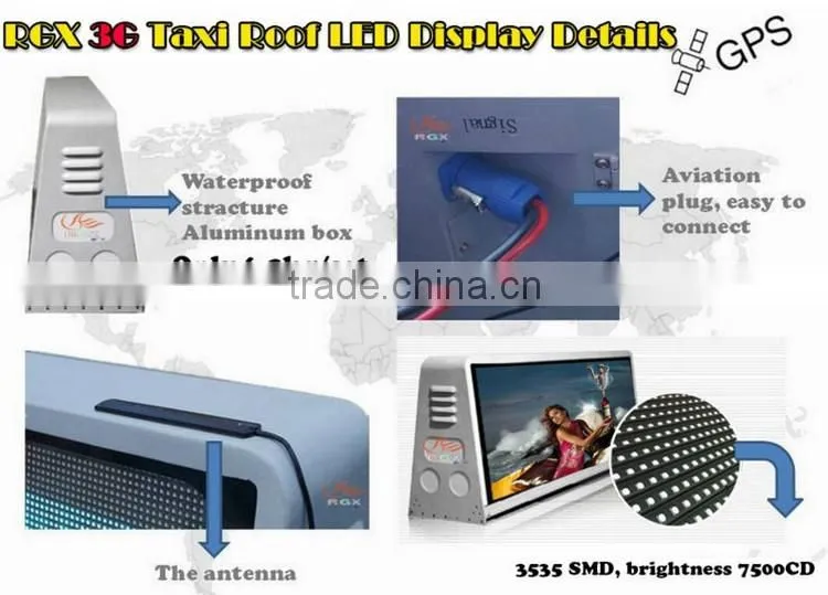 wholesales P6 HD taxi roof outdoor advertising led display screen sign for message