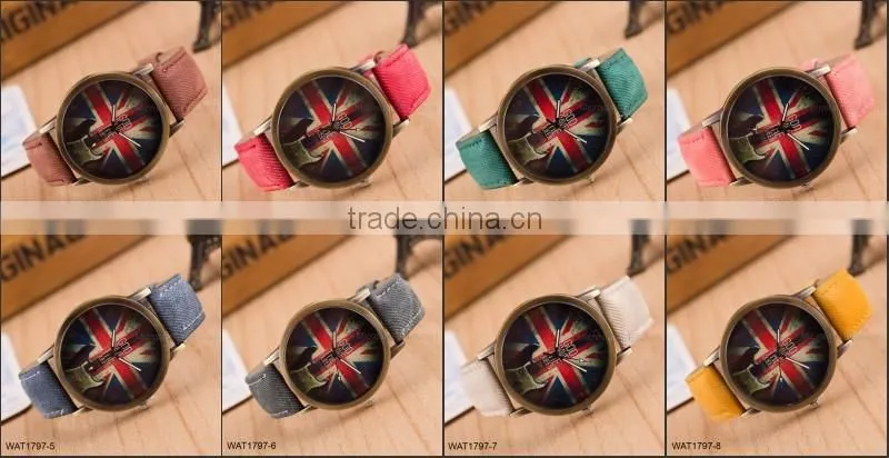 New Handmade Dial Denim Canvas Strap Wrist Watch