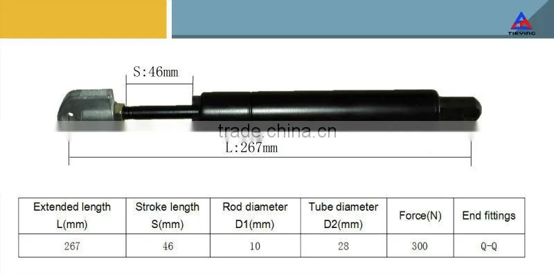 Lockable gas spring / gas struts for office chairs KQ10/28-46-267(Q-Q)300
