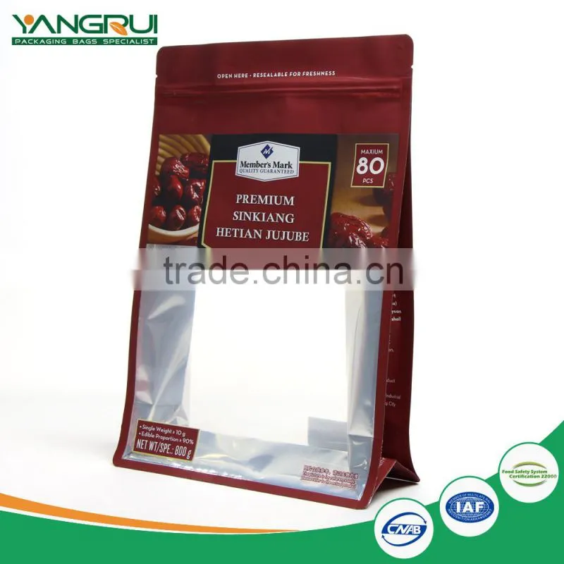 customized flat bottom transparent plastic packaging
