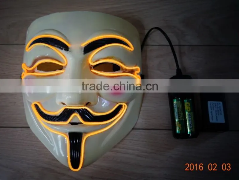 V for Vendetta el wire mask / EL wire halloween mask / EL WIRE Masquerade Face Mask