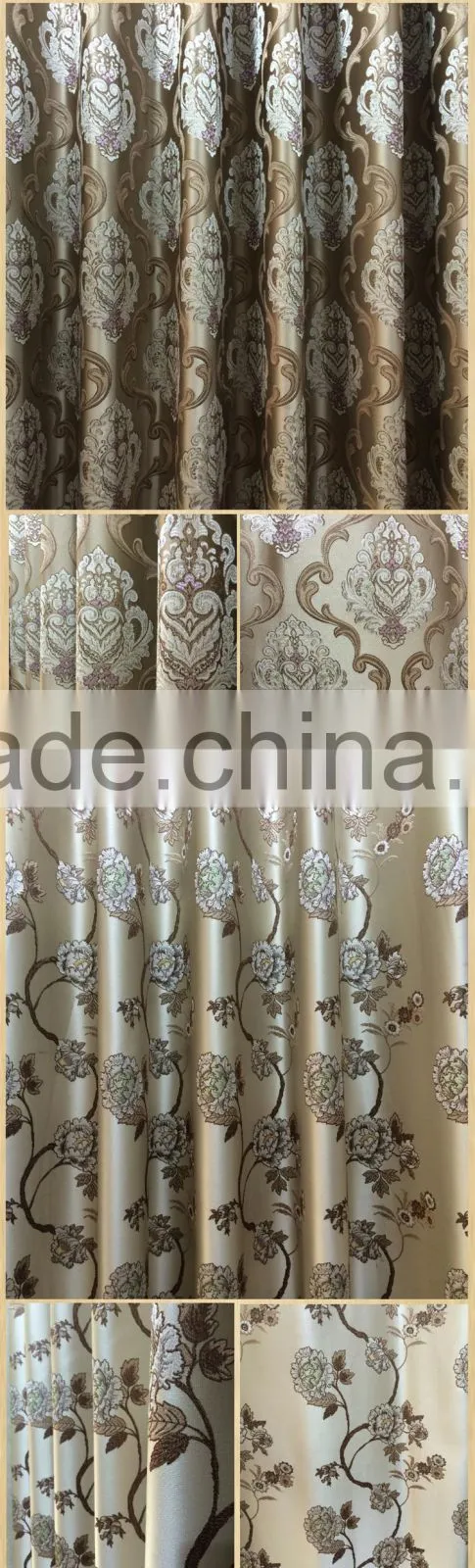 100% polyester blue jacquard high class curtain fabric, classic european blackout