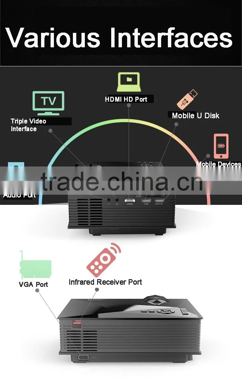 UC46 Mini LED LCD Projector Design by Portabel/ Simple for Game Use Wireless mini LED Projector