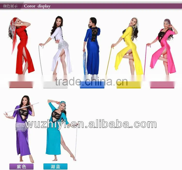Indian sexy Belly dance dress with sequin headwear or belt and bra and long dress 3pcs (QC2081)
