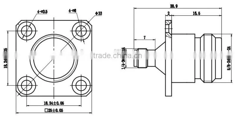 N Female to SMA Female Flange Adaptor connector, RF adaptor
