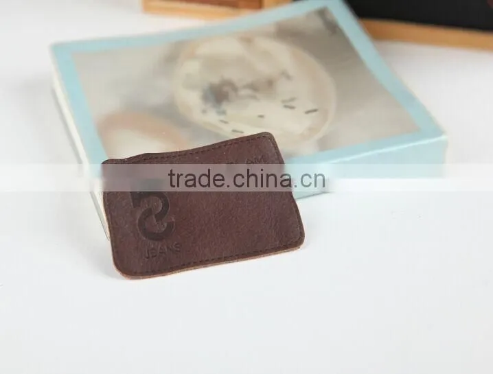 Custom embossed leather label leather patch for students clothing