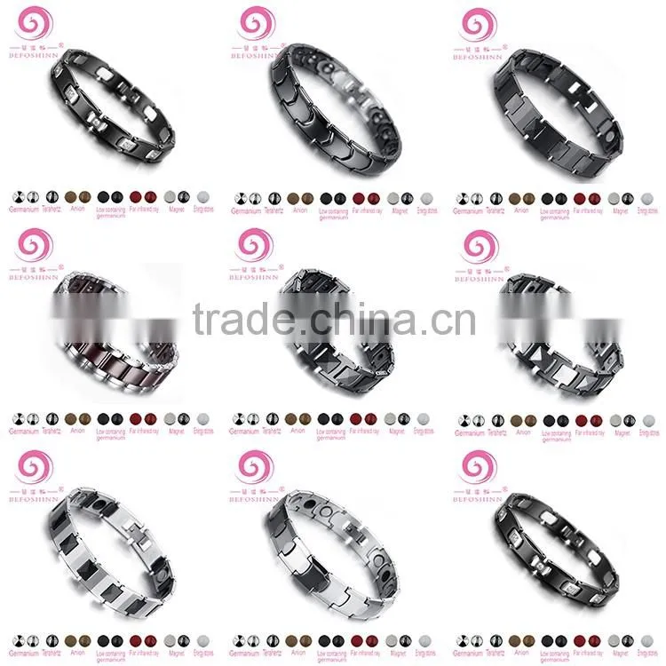 tungsten ceramic magnetic bracelet with germanium stone Super September Purchasing Alibaba