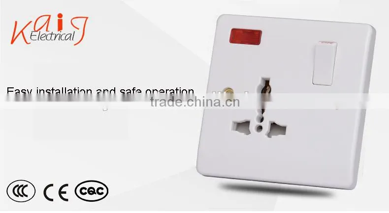 White 250V 10amp 3 pin multi universal socket outlet