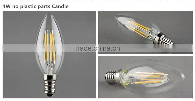 Mingshuai Chandelier LED filament bulb candelebra C35 full glass lamp 2W E14 dimmable