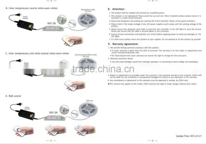 Hot sale Mini RGB led strip Controller M7 remote with M3-3A Receiving controller